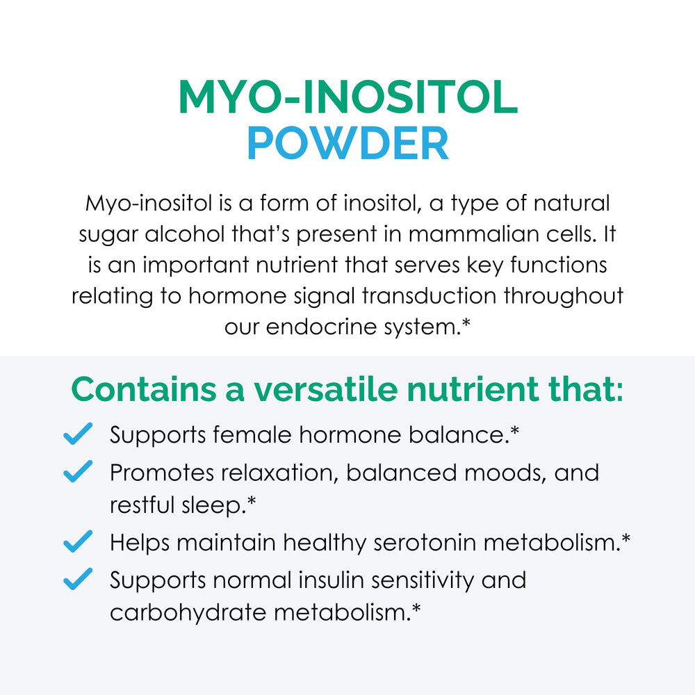 Close-up texture of Rootcology Myo-Inositol powder for smooth mixing