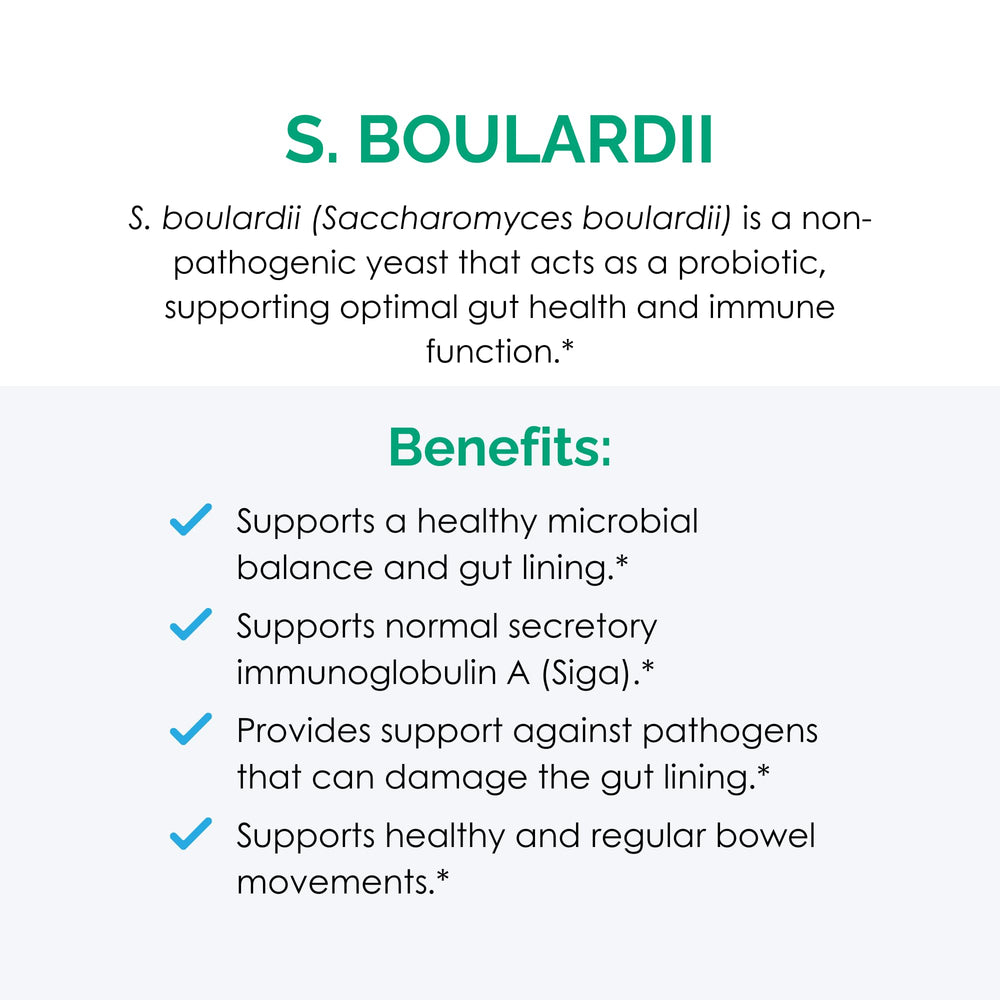 Rootcology S boulardii packaging image showcasing 60 capsules per bottle.
