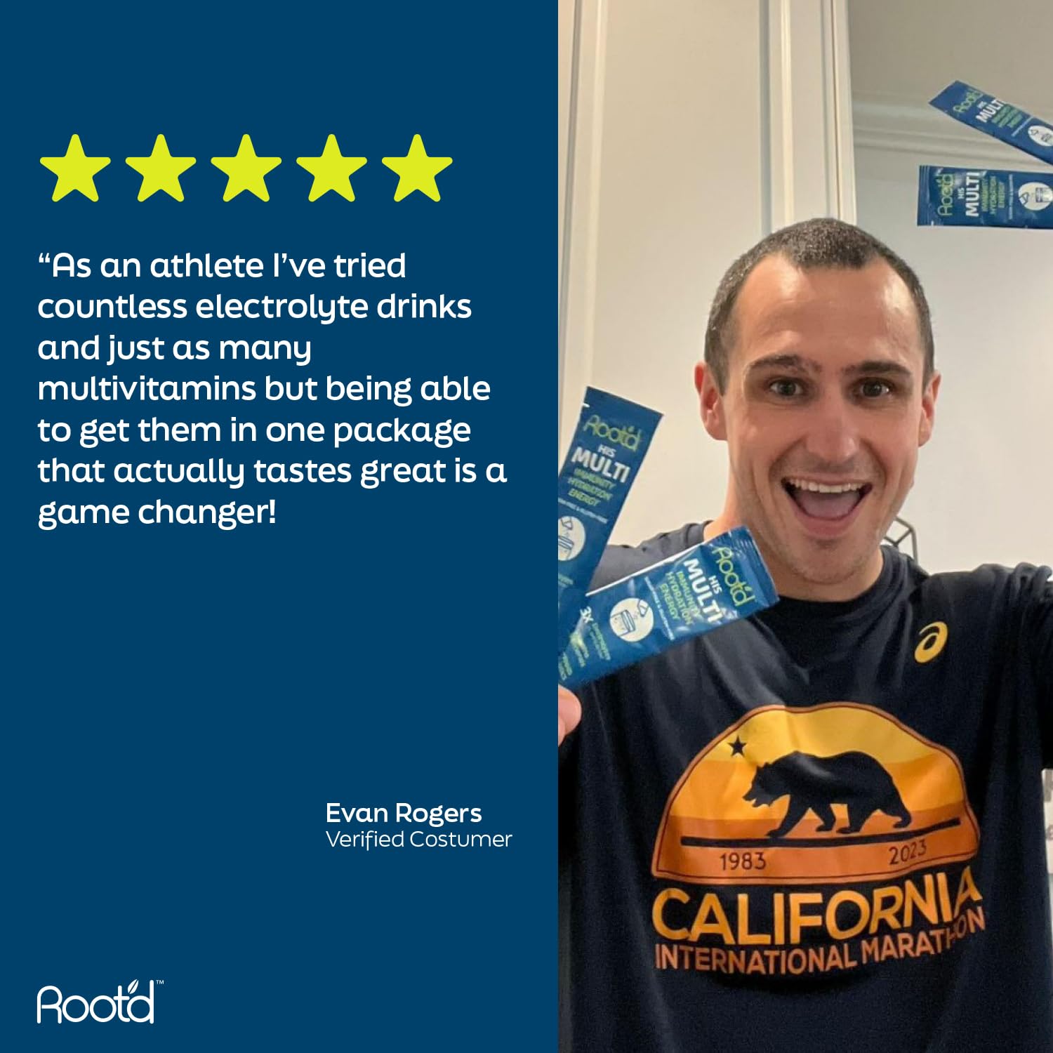 Root'd ISO third-party testing badge signals quality assurance.