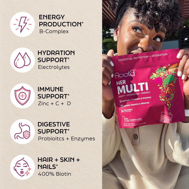 Root'd multivitamin powder in a glass with mix ready-to-drink nutrition.