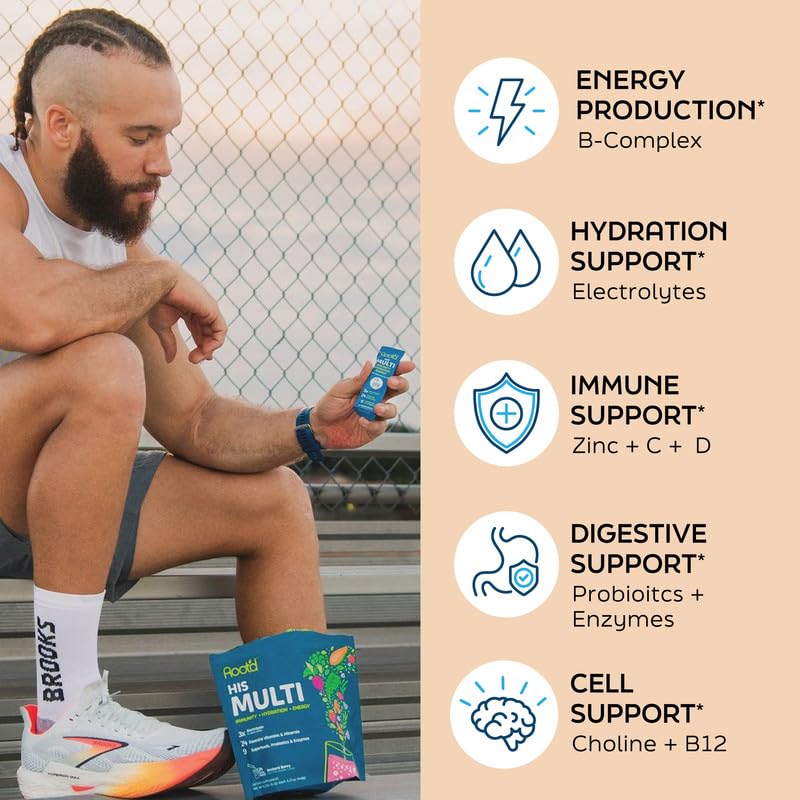 Root'd organic superfoods visual featuring nine nutrient-rich ingredients.