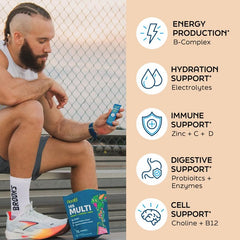 Root'd organic superfoods visual featuring nine nutrient-rich ingredients.