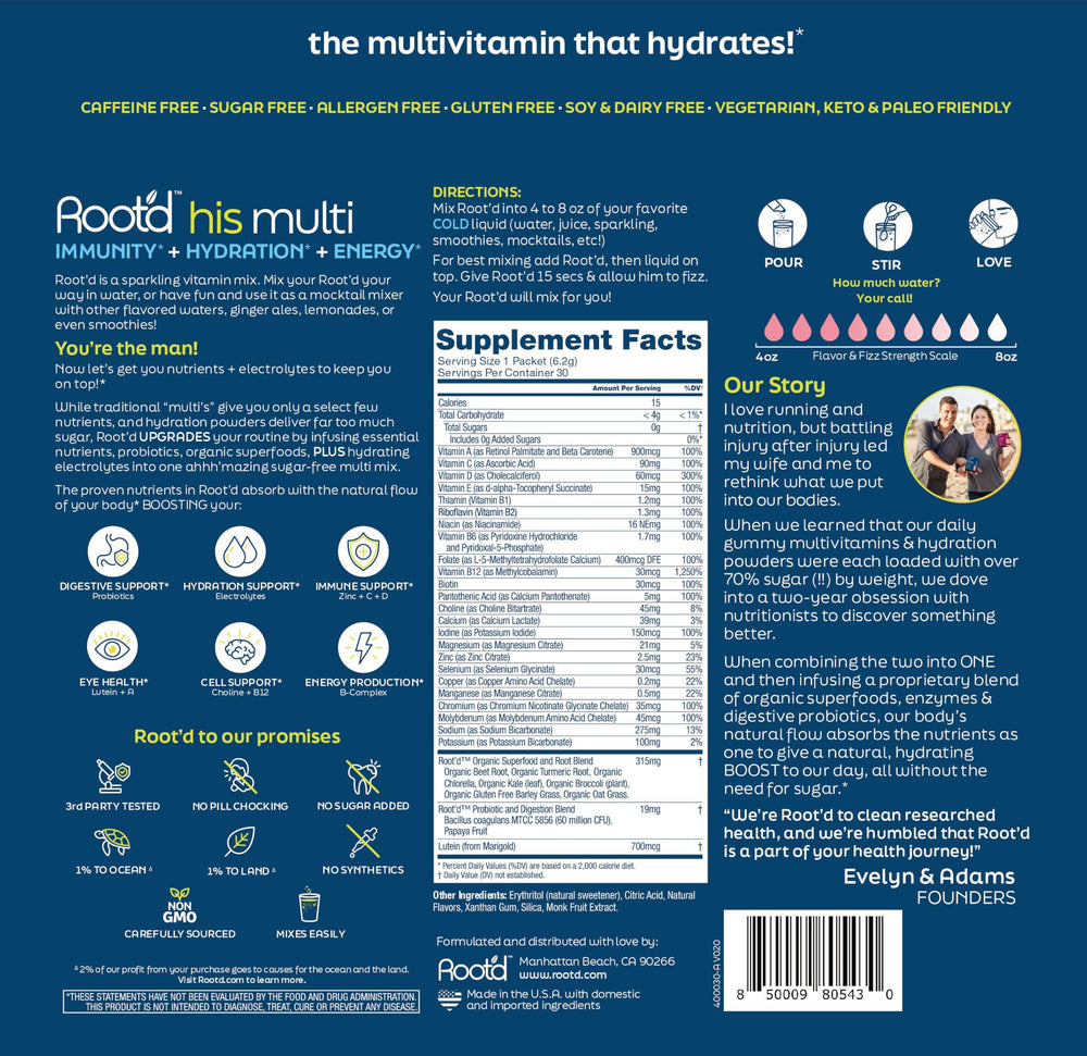 Root'd planet-donation visual communicates eco-friendly impact.