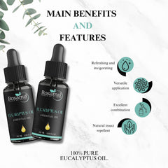 Rosamix Eucalyptus Oil bath setup suggests calming soaks and gentle aroma.