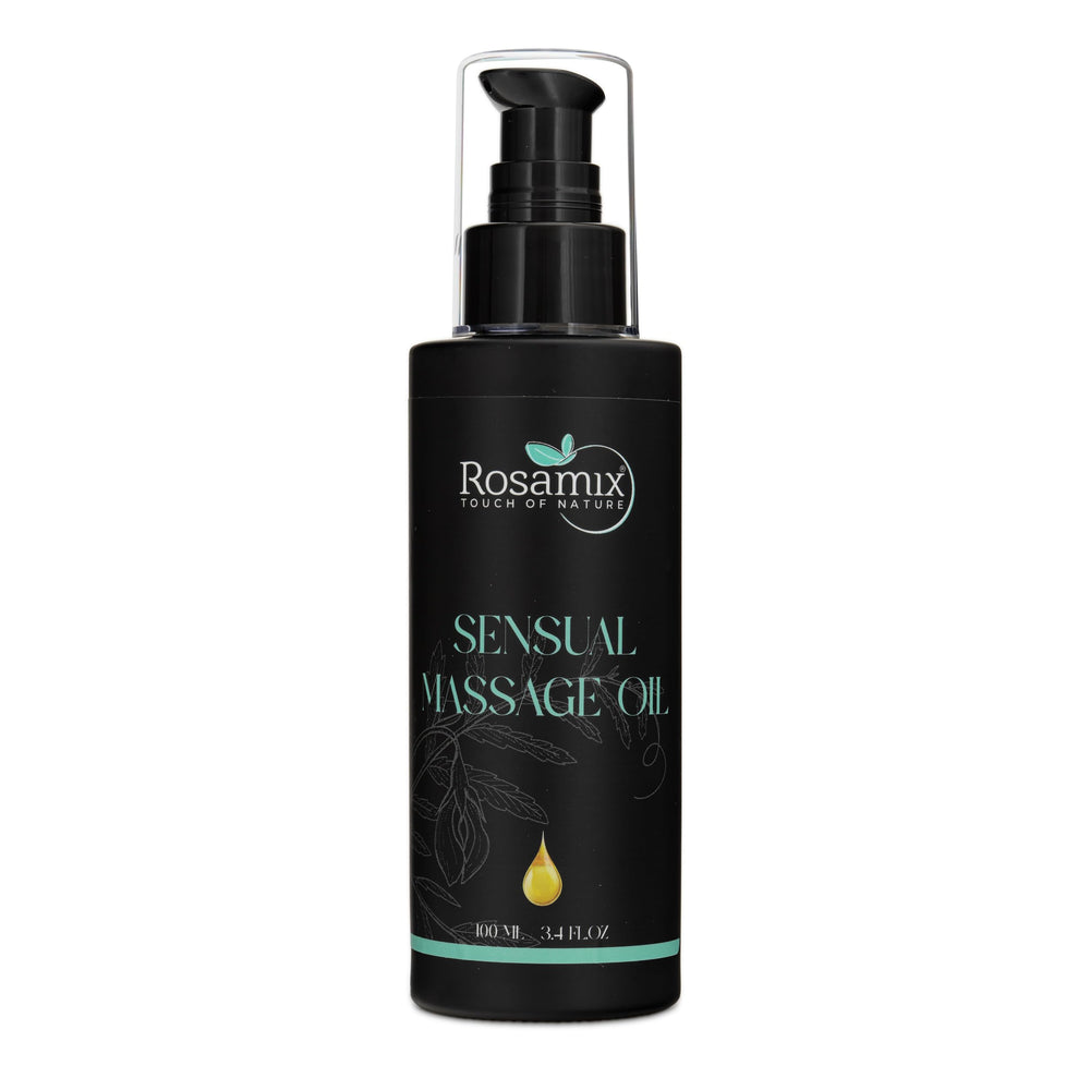Rosamix sensual massage oil pour captures quick absorption for smooth application.