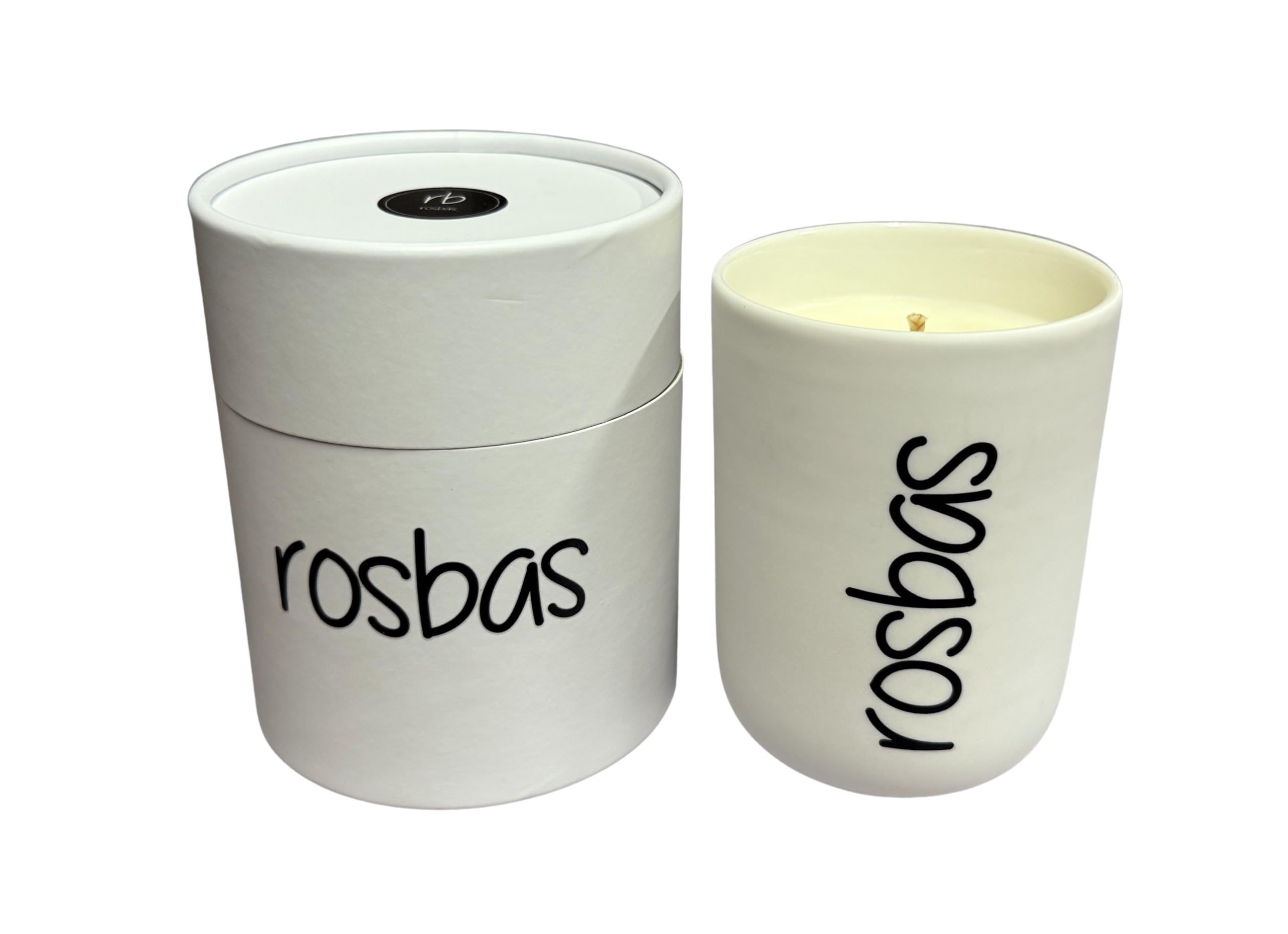 Rosbas Gardenia Candle in a white ceramic jar delivers a clean, long-lasting gardenia aroma.