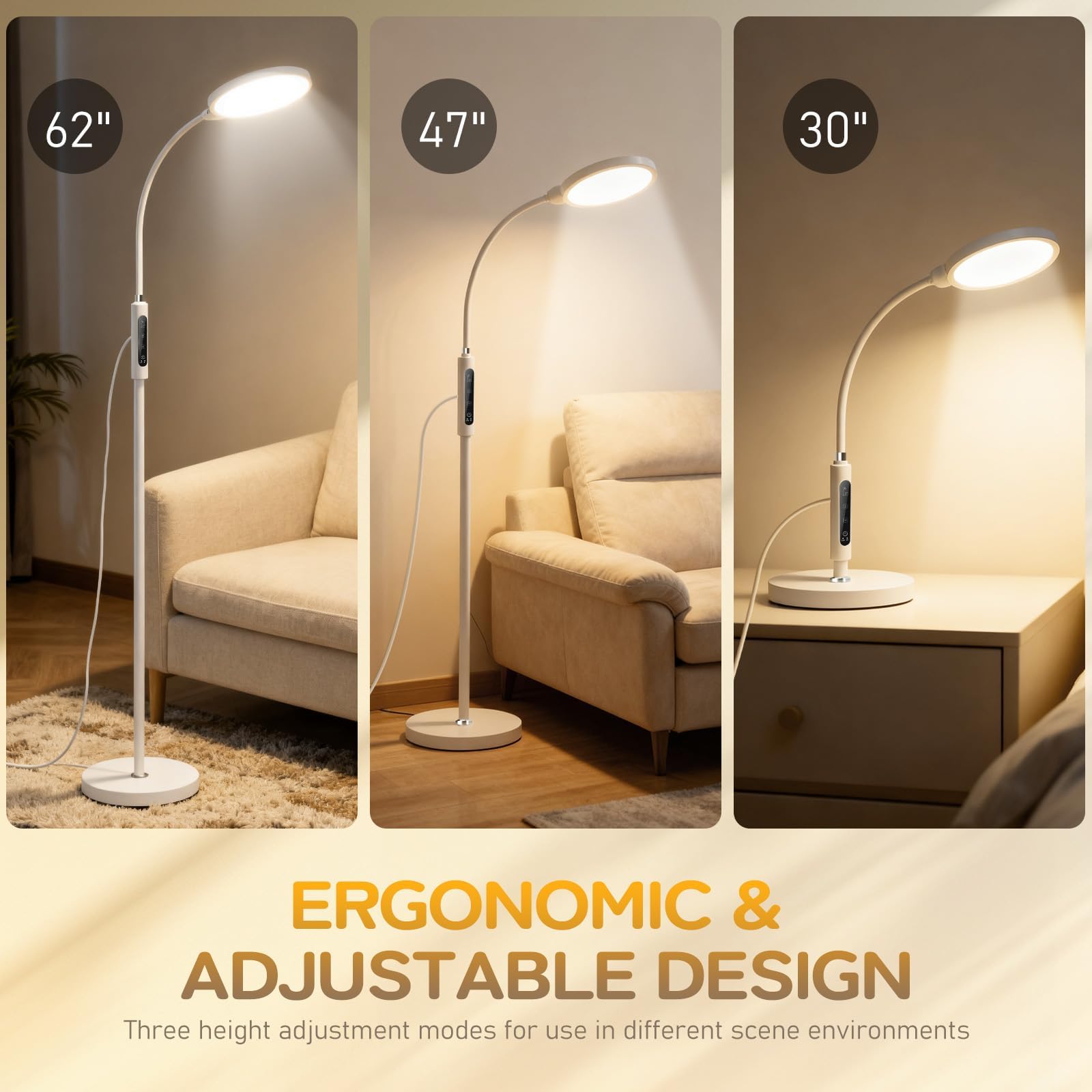 Rosegurt lamp adjustable gooseneck and height for perfect angle.