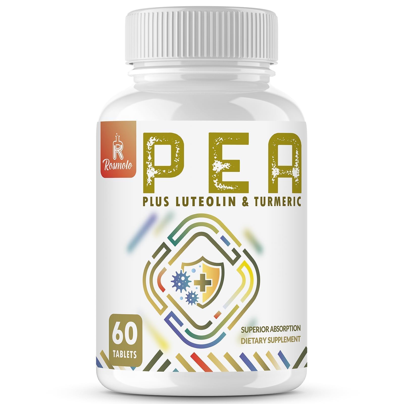 Rosmolo 1500mg PEA tablets close-up for potential comfort support.