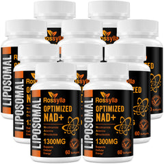 Rossylla 1300mg liposomal NAD+ bottle highlighting high-potency delivery for daily energy support.