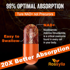 Rossylla USA-made NAD+ supplement packaging showcasing quality and purity.