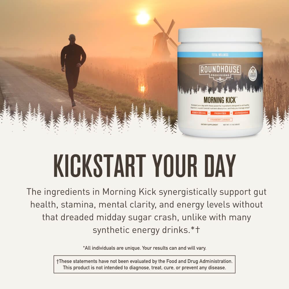 ROUNDHOUSE PROVISION Morning Kick strawberry-lemonade splash conveys refreshing flavor between workouts