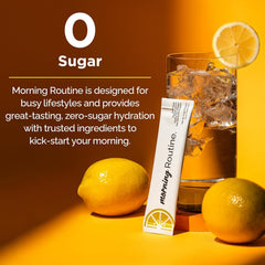 ROUTINE Morning Daily Hydration: pour into water for a zesty electrolyte drink.