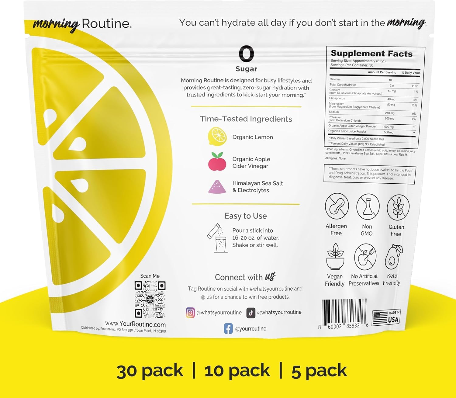 ROUTINE Lemon ACV powder visual, tasty morning pick-me-up with no bitterness