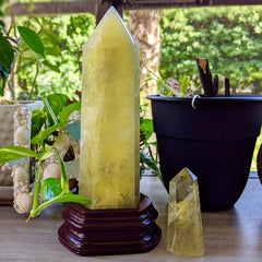 Roxxy Crystals Citrine Point Tower shines with warm energy for meditation.