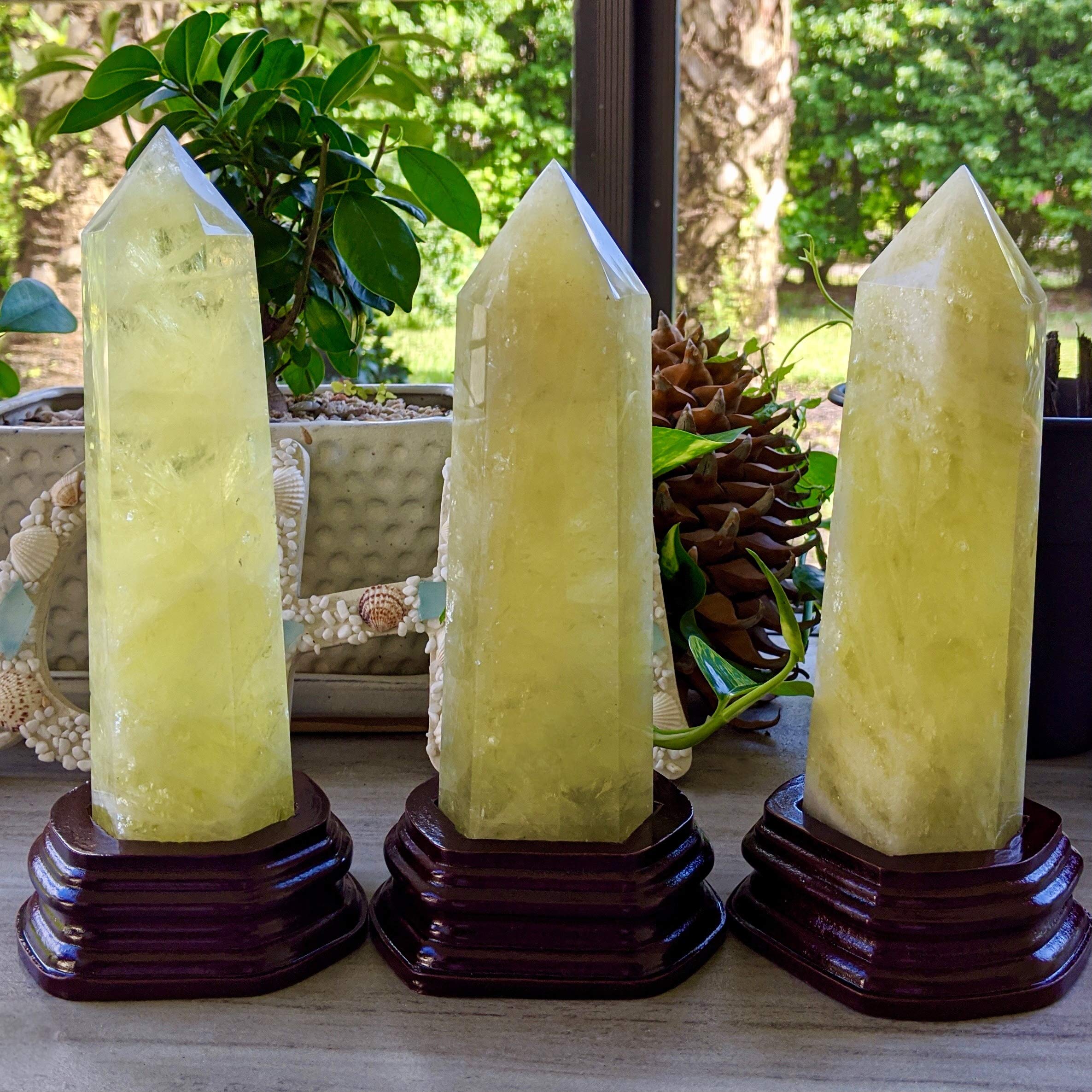 Roxxy Crystals citrine tower closeup highlighting facets and glow.