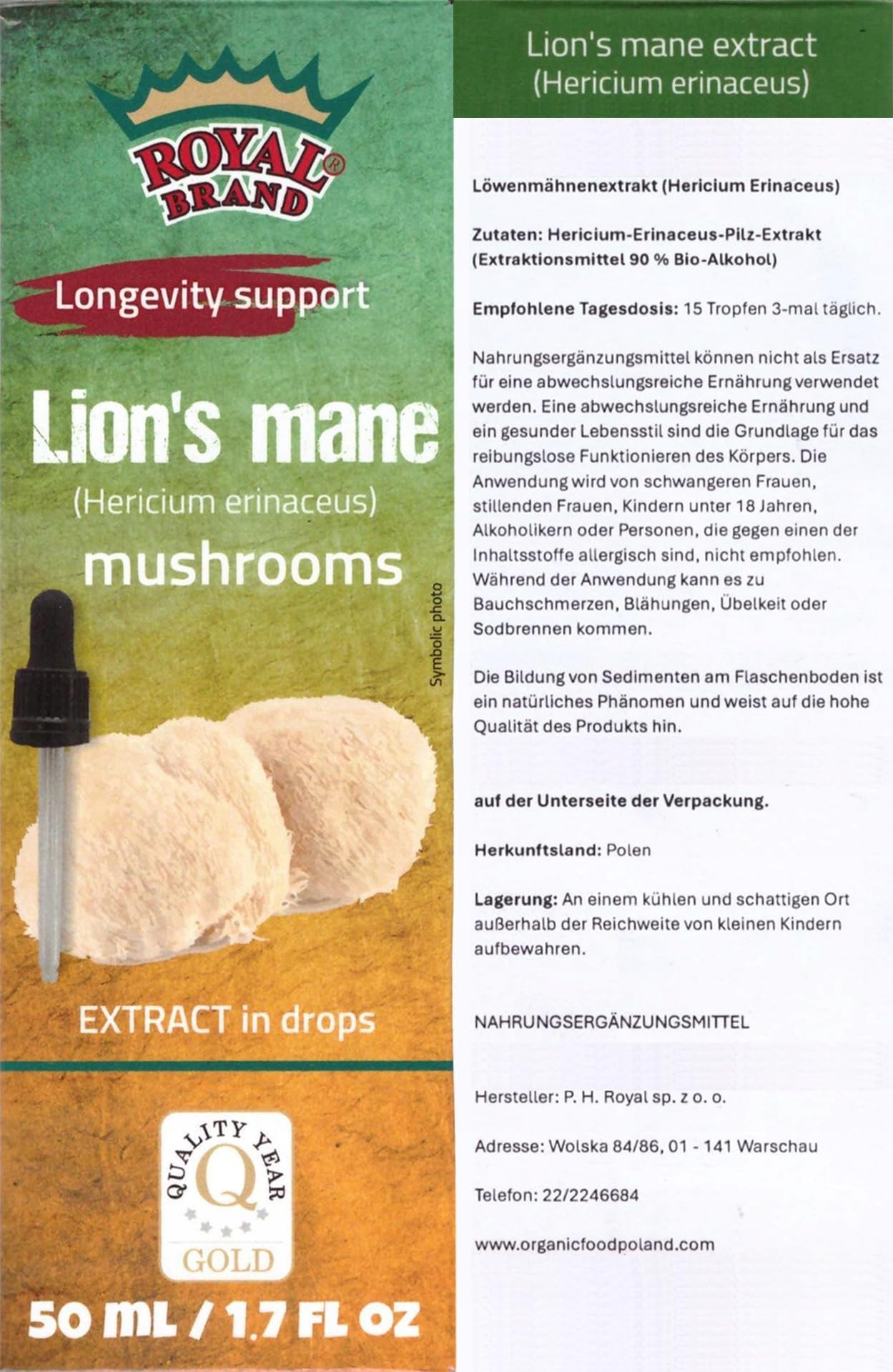Royal Brand Lion Mane mushroom powder shown for soups and stews