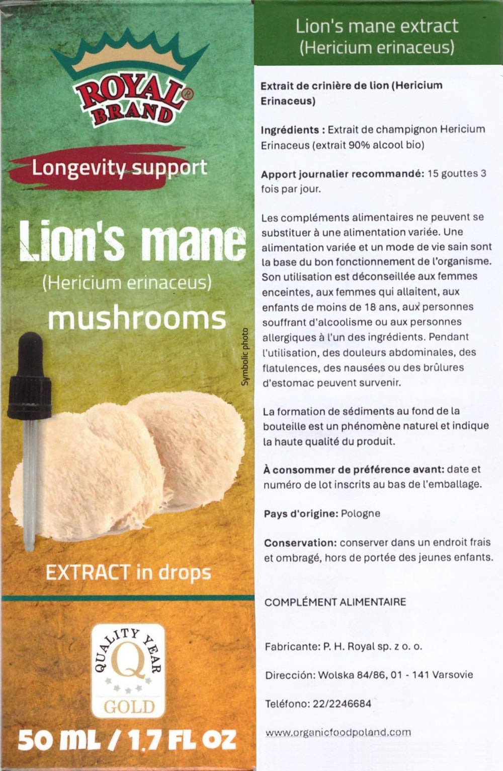 Royal Brand Lion Mane extract stirred into smoothie for a nutritious boost