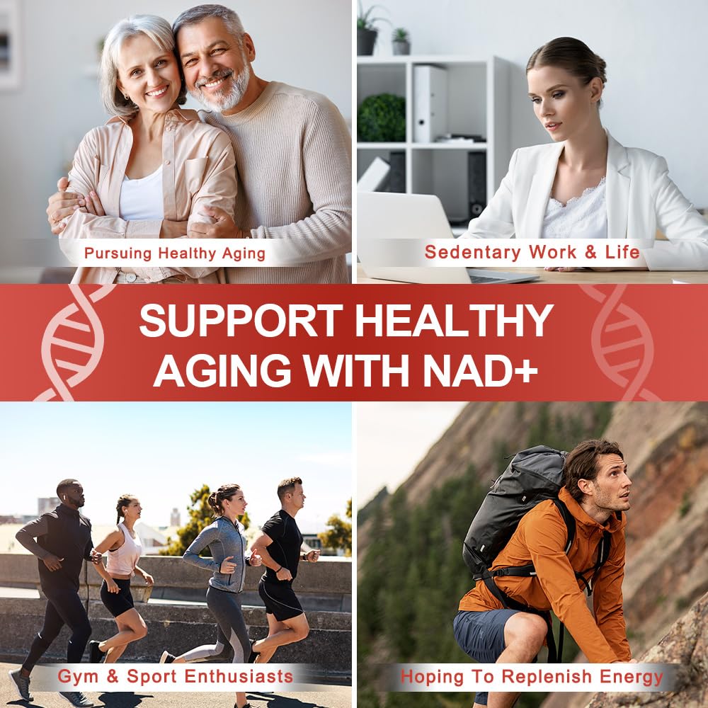 Royalee NAD research imagery highlights NR, PQQ, Resveratrol synergy