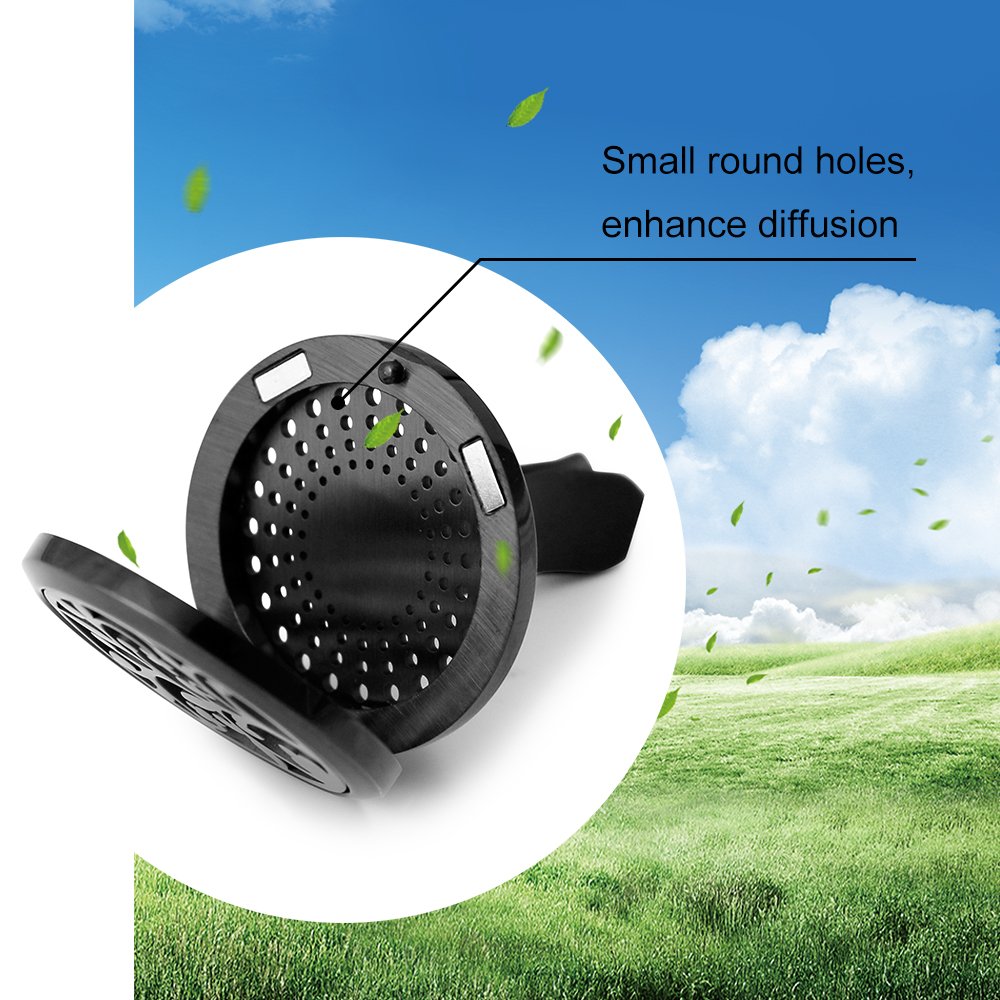 RoyAroma stainless steel vent clip close-up showing durable magnetic closure