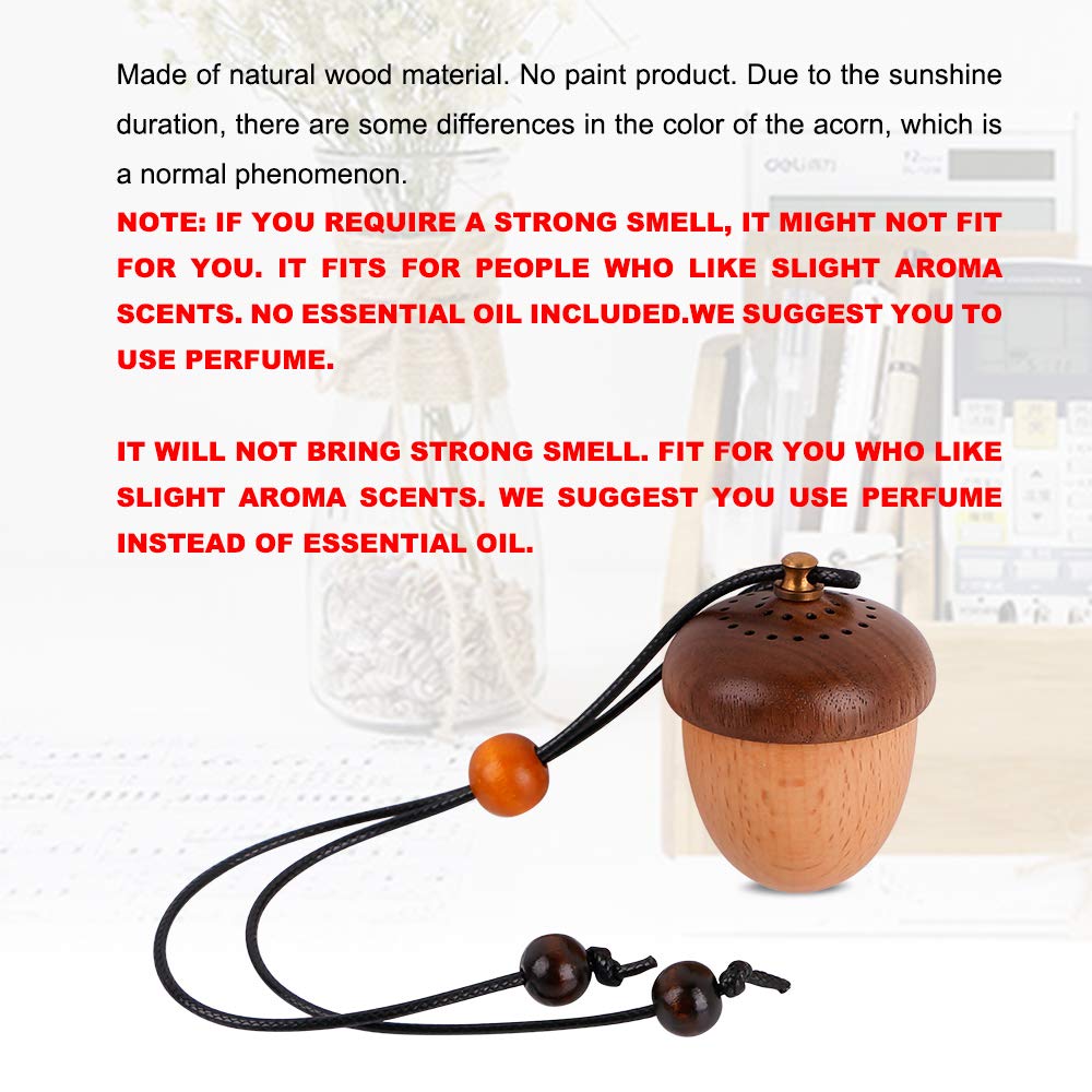RoyAroma wooden acorn diffuser in car display demonstrates travel friendly aroma