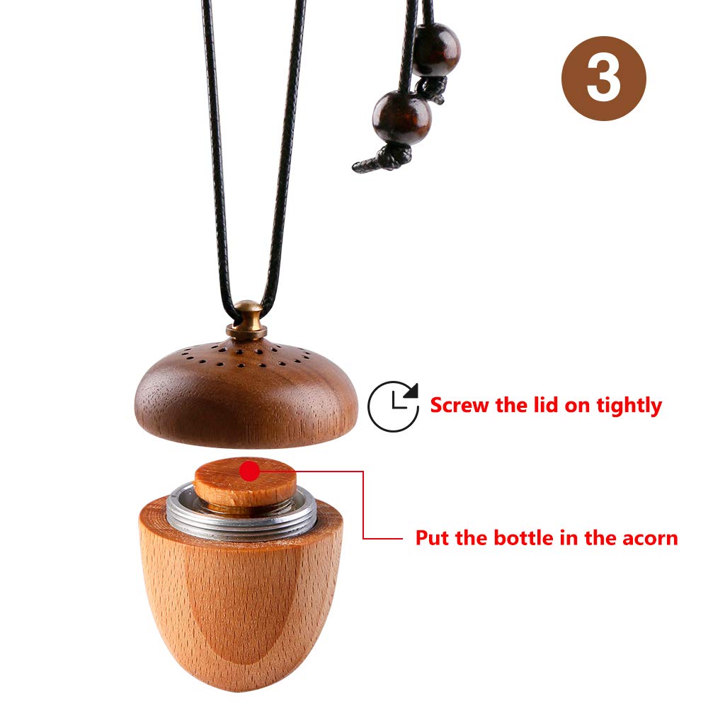 RoyAroma wooden acorn diffuser wood grain detail with natural finish