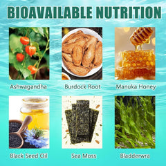 RRIVAN Sea Moss Gummies closeup shows chewy texture for easy daily intake.