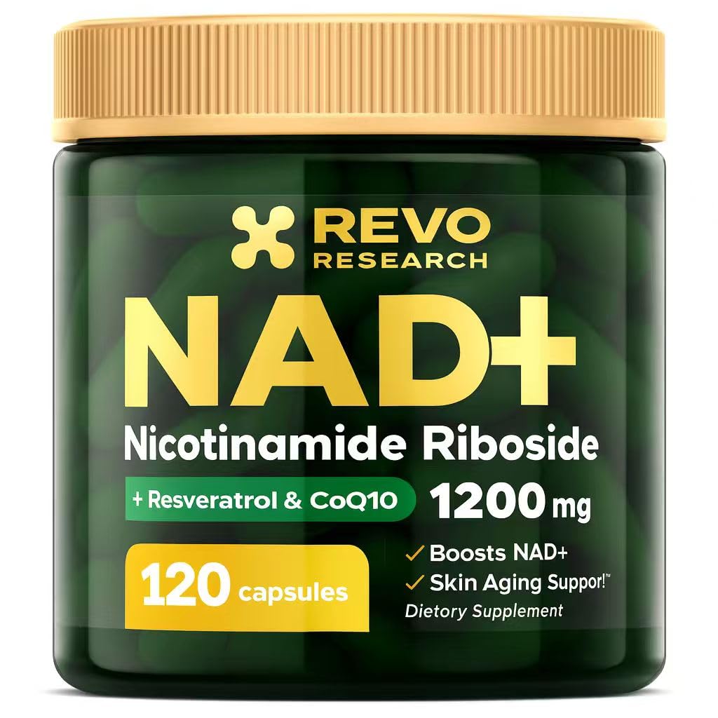 RRTFV NAD+ bottle-front promotes daily energy support with premium NR blend.
