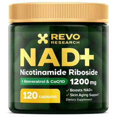 RRTFV NAD+ bottle-front promotes daily energy support with premium NR blend.