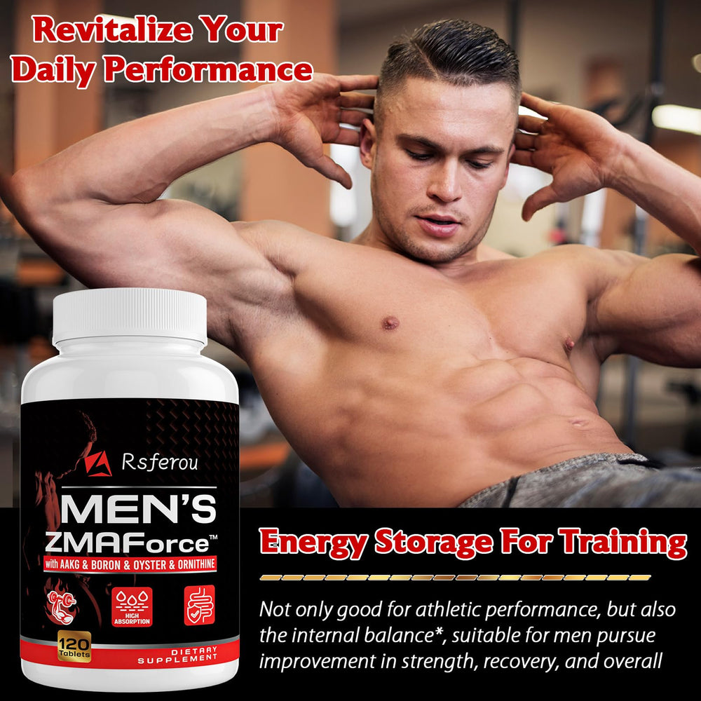 Rsferou ZMAFORCE bottle with a glass of water and workout gear