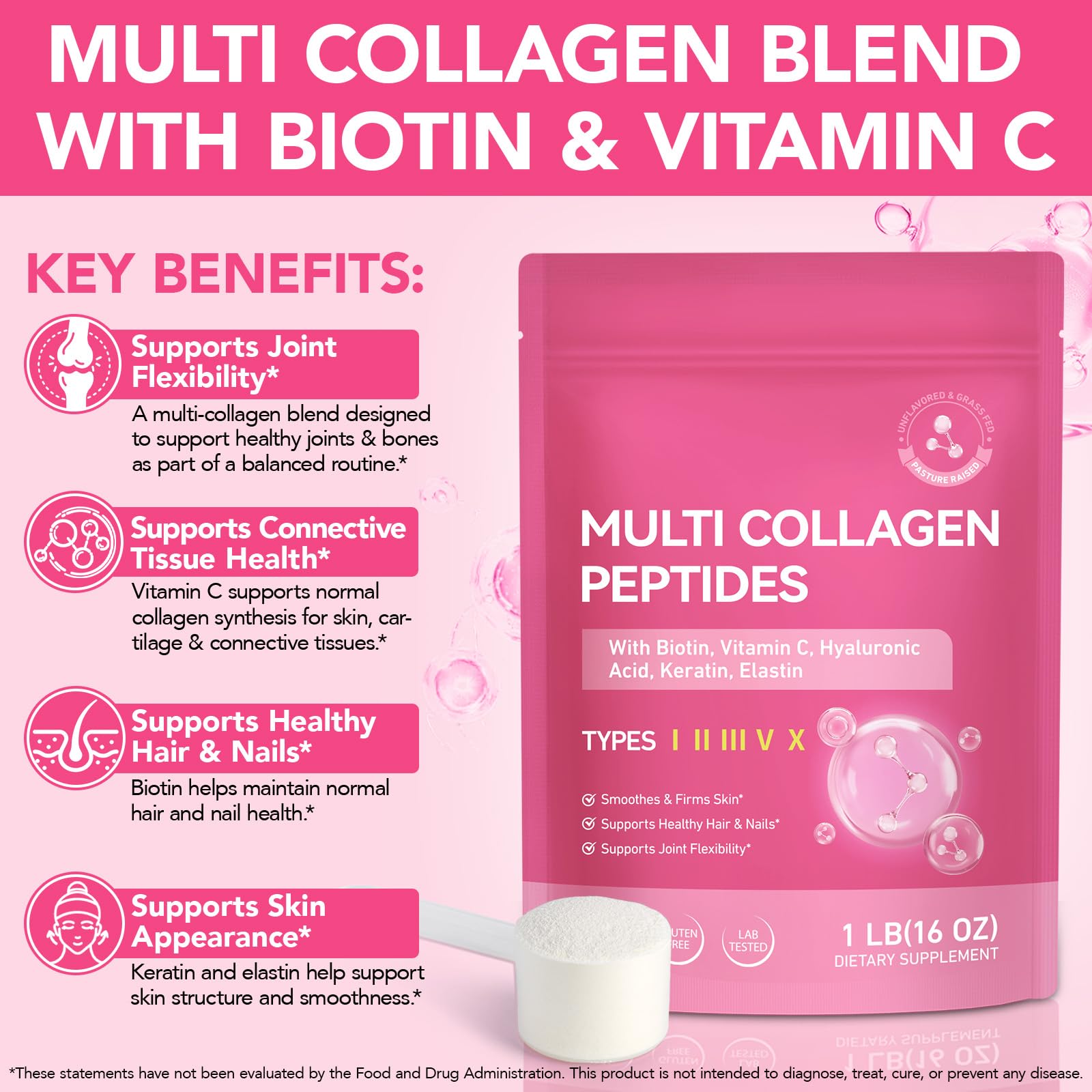 RSGRT collagen powder scoop highlighting precise two-scoop servings for daily use.