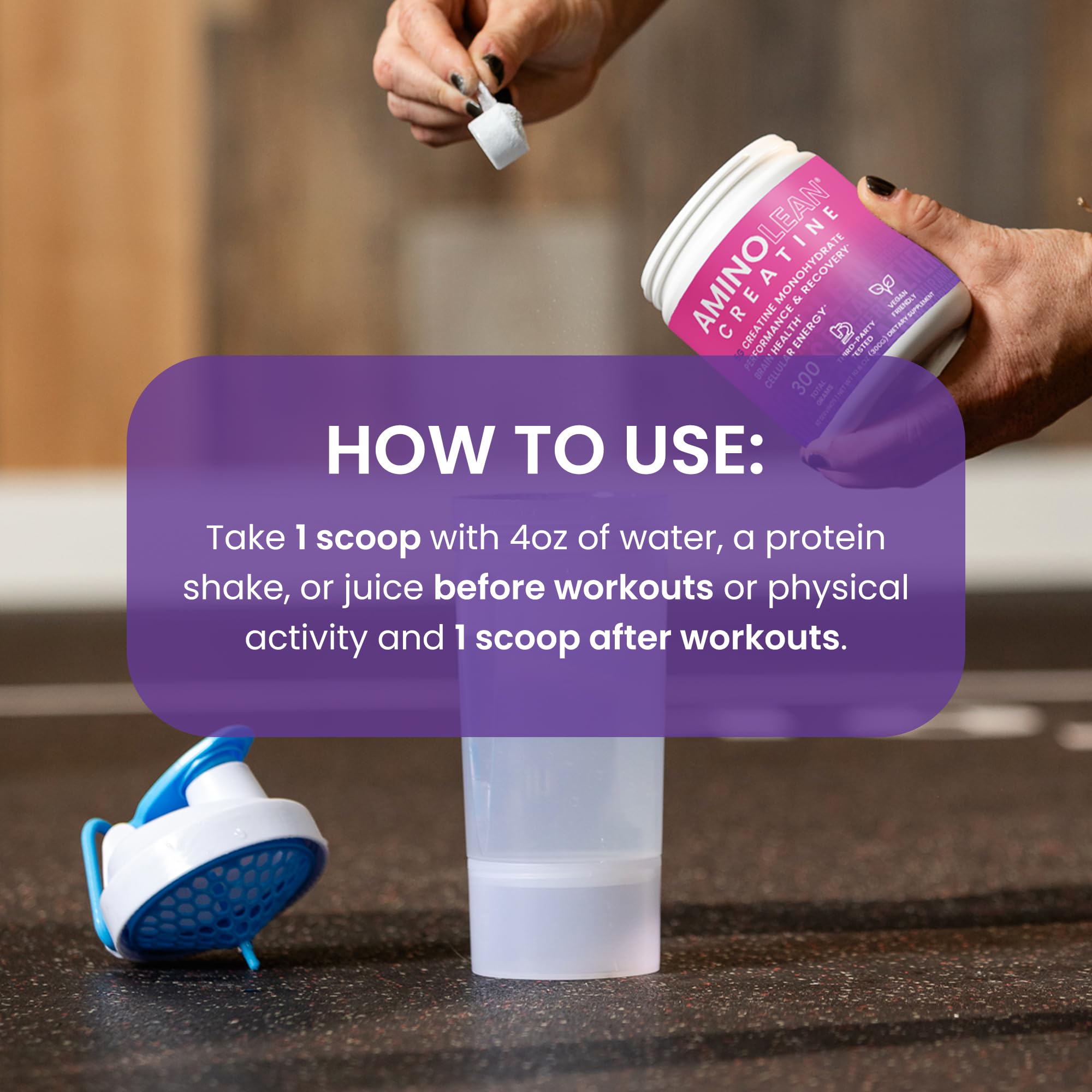 Creamy-looking mix poured into glass demonstrates easy hydration during training.