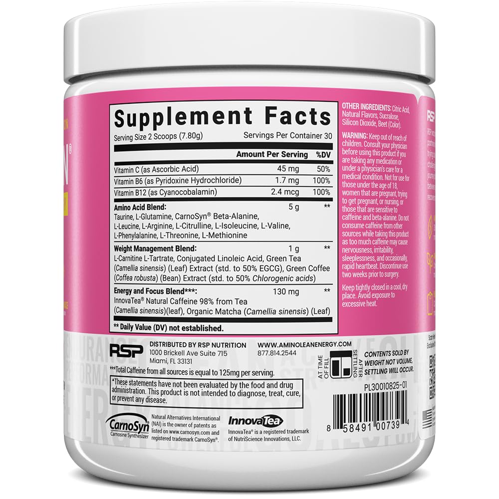 RSP NUTRITION AminoLean daily routine with glass of pink lemonade