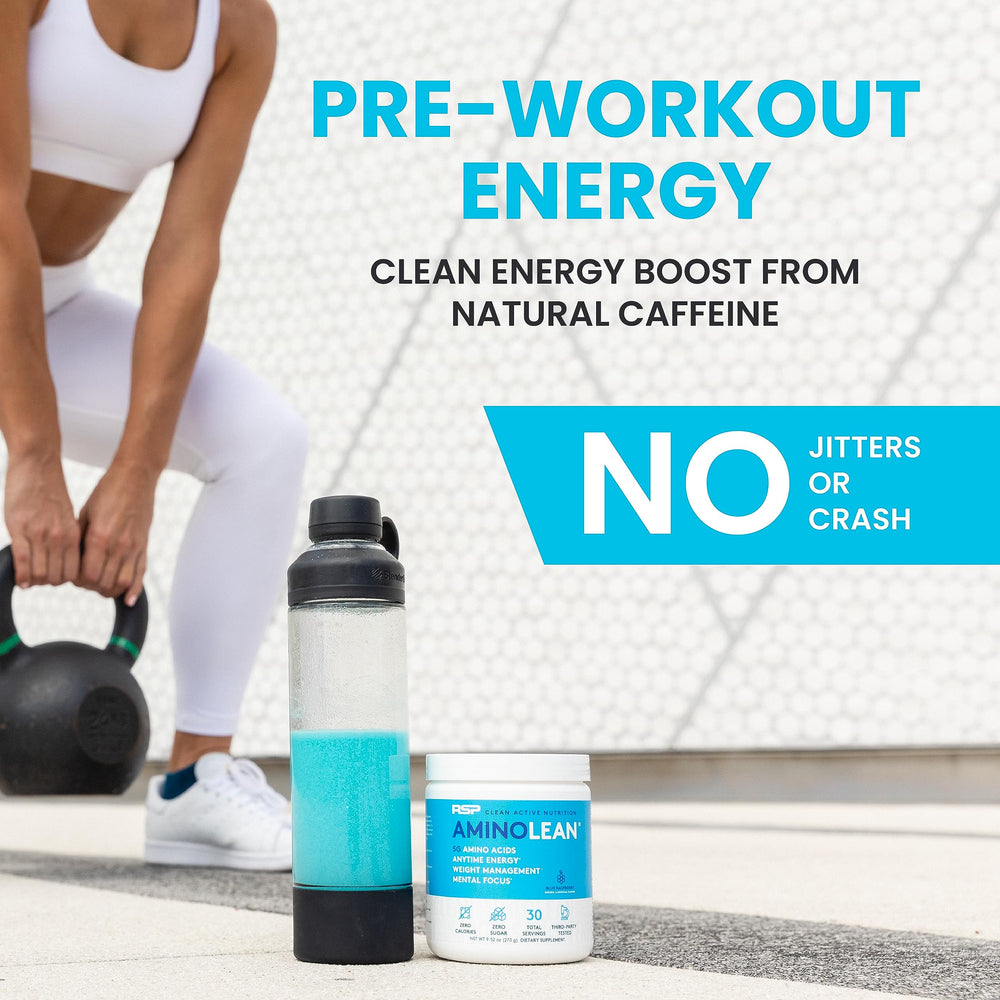 RSP Nutrition AminoLean green tea caffeine provides a natural energy lift