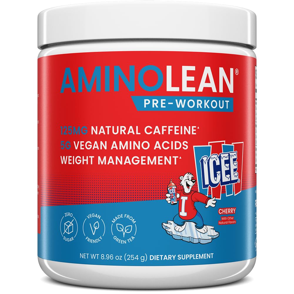 RSP AminoLean Icee Cherry powder in a tub ideal for pre-workout momentum.