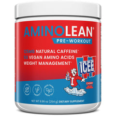 RSP AminoLean Icee Cherry powder in a tub ideal for pre-workout momentum.