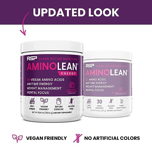 Close up of AminoLean label highlighting vegan formula and zero sugar