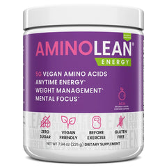 RSP NUTRITION AminoLean label front shows natural energy and Acai flavor.