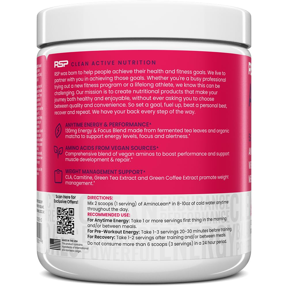 RSP NUTRITION AminoLean no sugar image reinforces zero-calorie option for diet