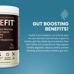 Grass-fed whey protein from TrueFit bottle emphasizes quality protein source