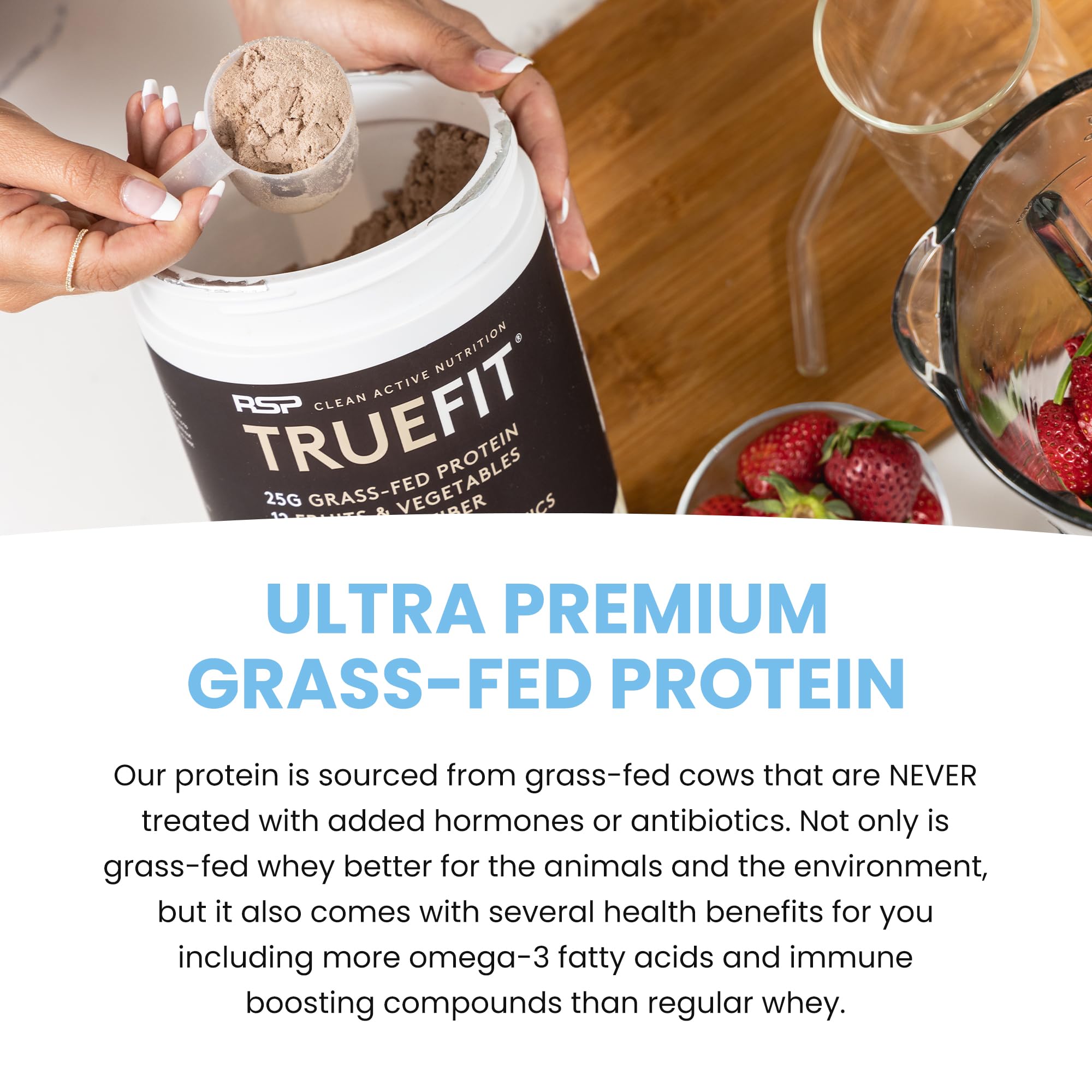 Non-GMO superfoods and leafy greens in TrueFit for balanced nutrition