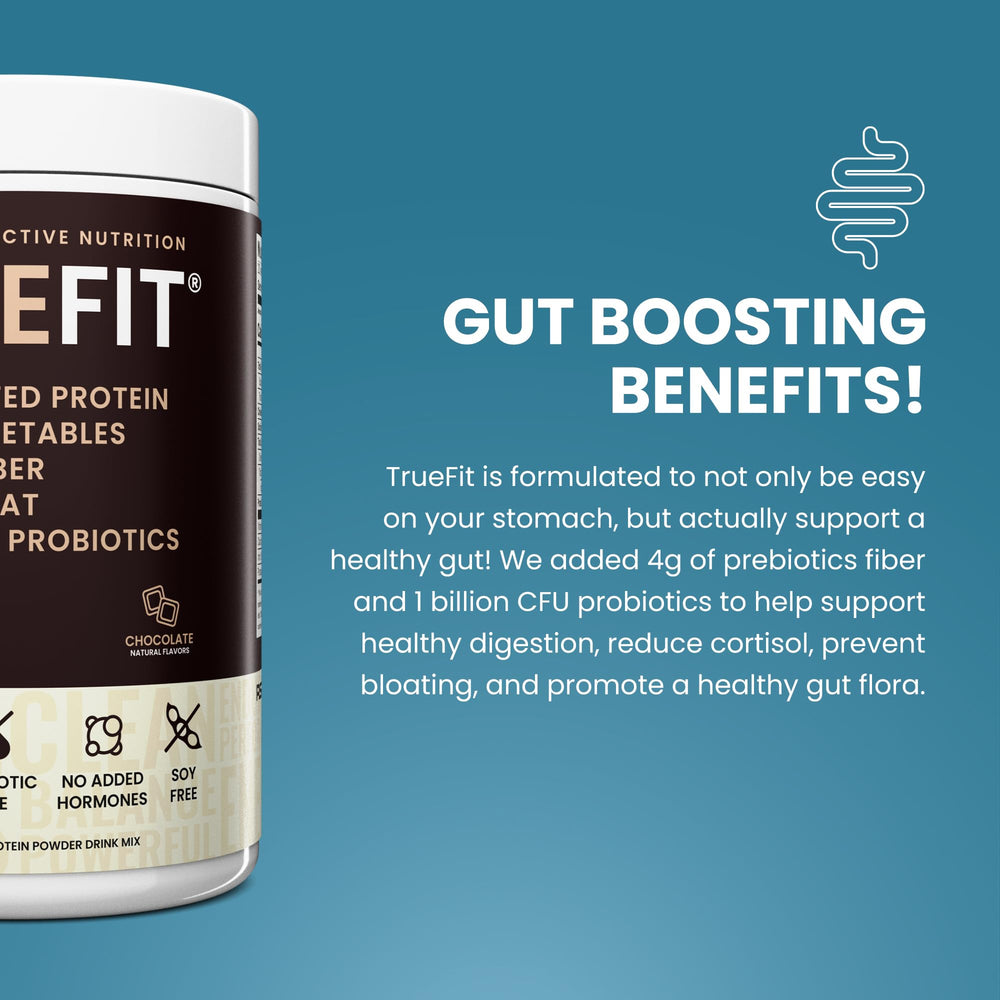 TrueFit serving scoop pouring powder for post-workout science