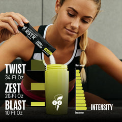 RSTR Lemon sachet dissolving in water for refreshing hydration.