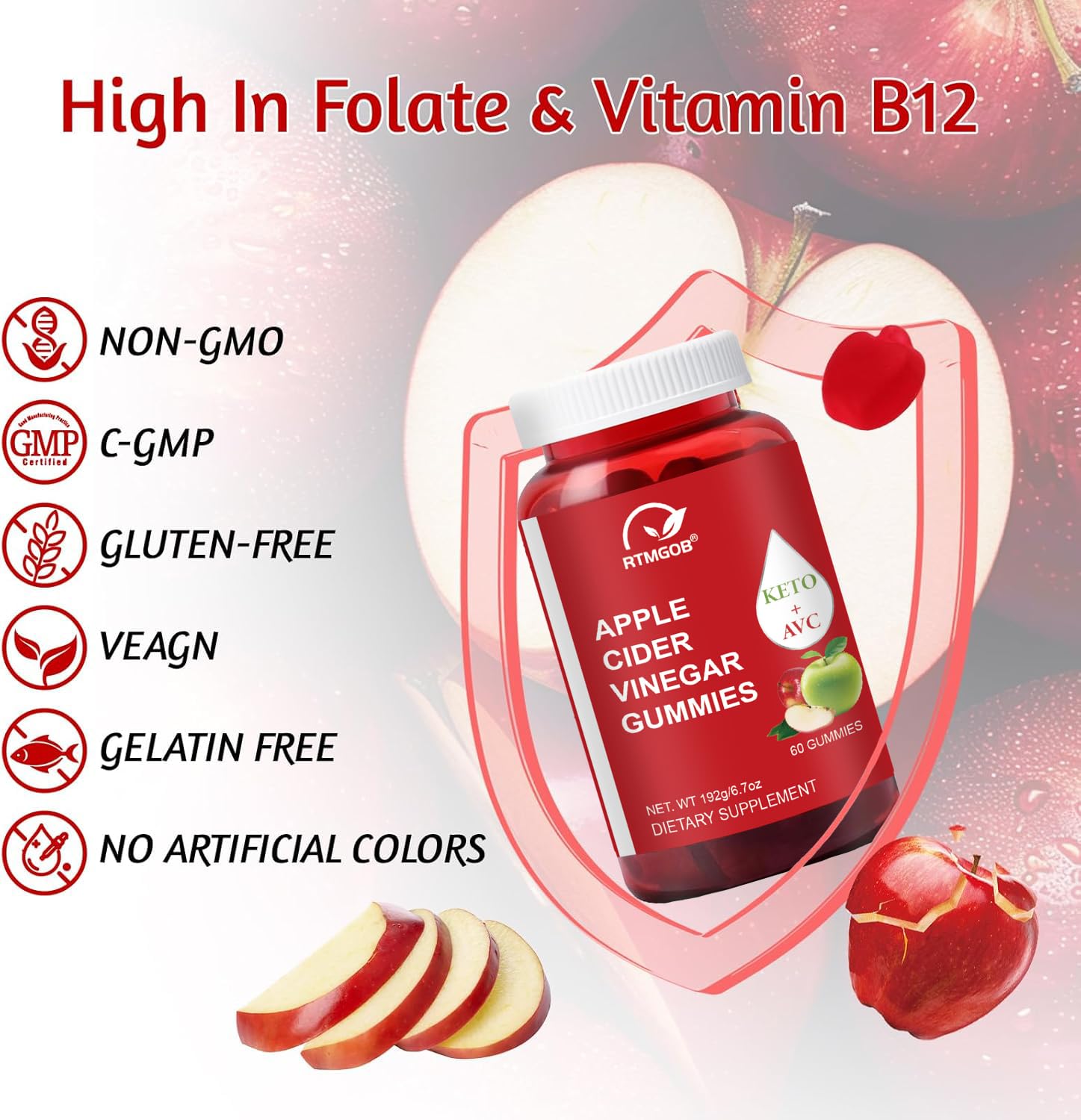 RTMGOB B12 gummy bottle visible, suggesting steady energy support for busy days.