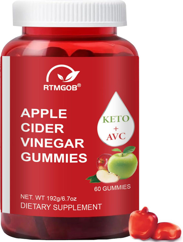 RTMGOB apple cider vinegar gummy packaging promotes a convenient daily wellness routine.