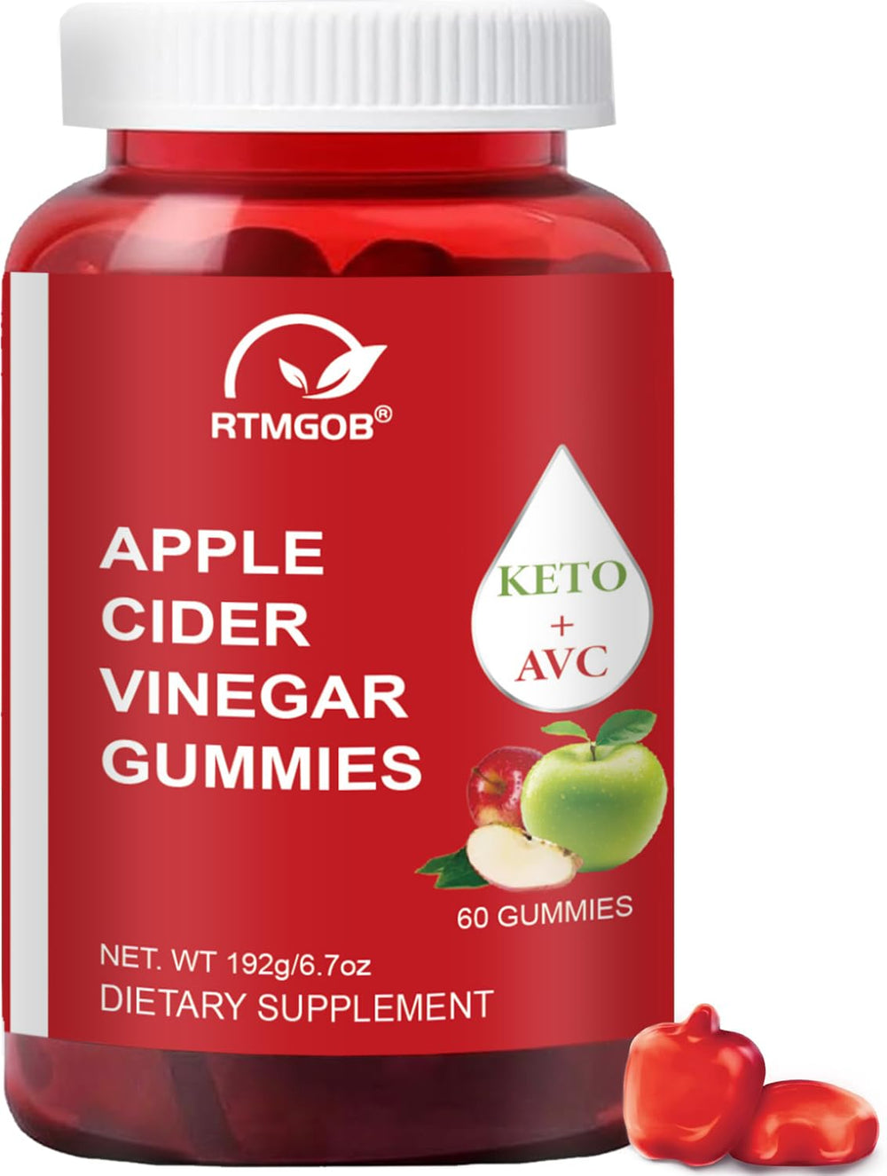 RTMGOB apple cider vinegar gummy packaging promotes a convenient daily wellness routine.