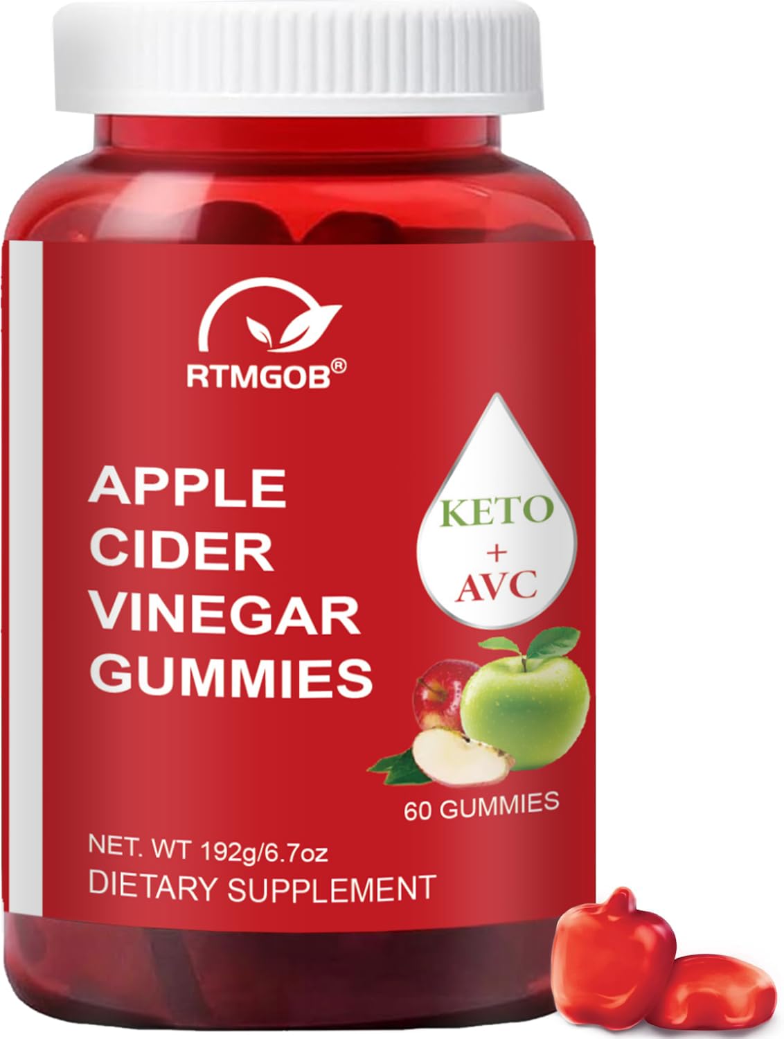 RTMGOB apple cider vinegar gummy packaging promotes a convenient daily wellness routine.