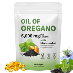 RTQSU Oil of Oregano with Black Seed Oil softgels bottle labeled for immune support.