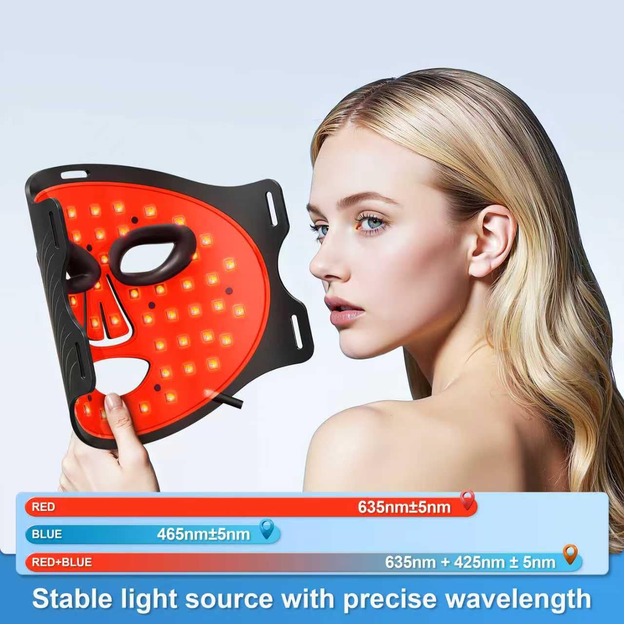 RubraVive Led Light Mask worn on the face during a home session