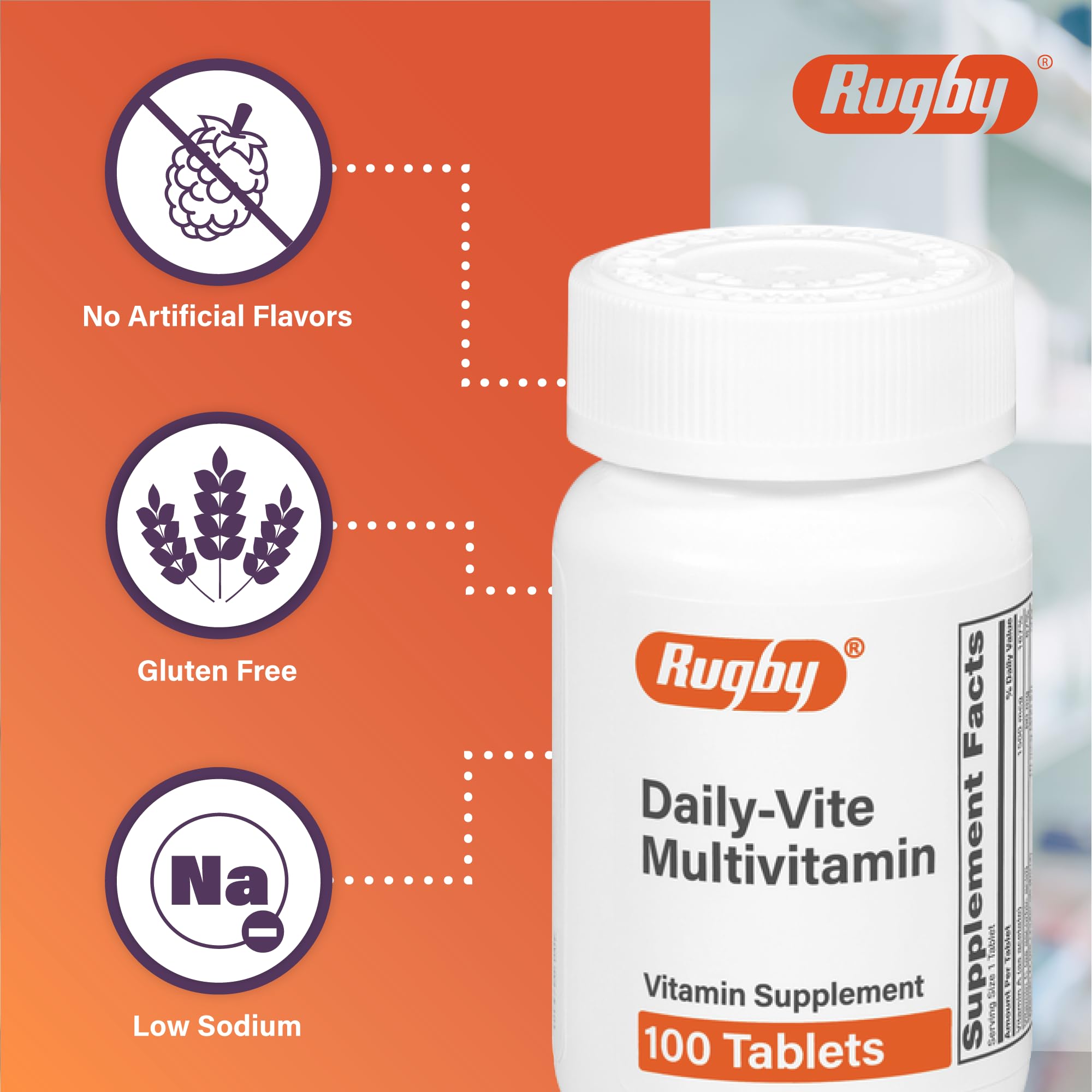 Rugby Daily-Vite ingredients panel showing essential vitamins for daily nutrition