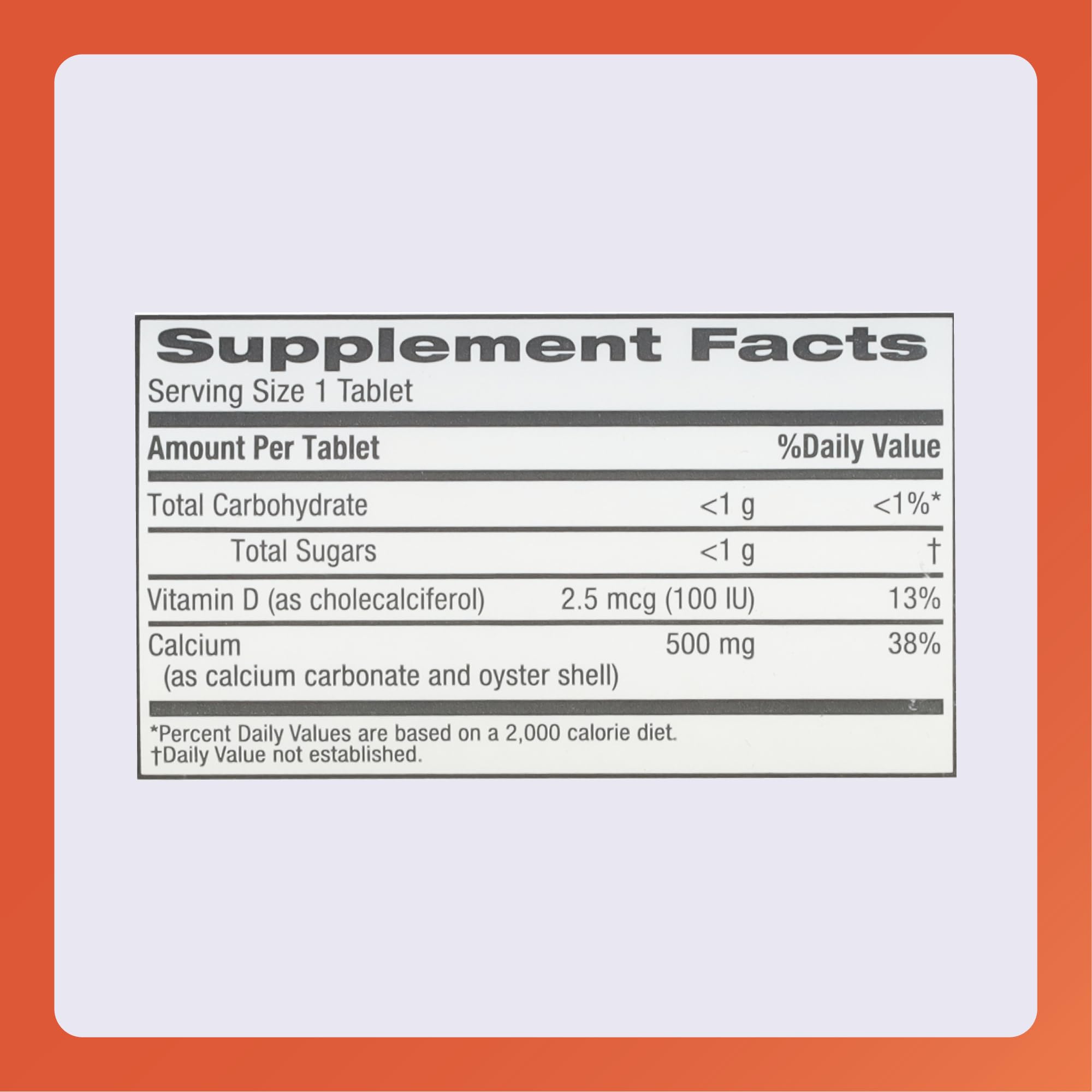 Rugby Laboratories calcium chewable bottle graphic label; clear nutrition for informed choices.